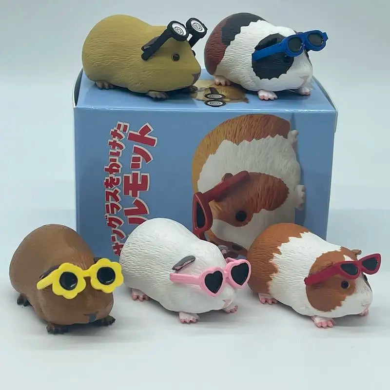 Guinea Pig with Sunglasses Blind Box – Cute Mini Anime Action Figure, Kawaii Desktop Decoration & Collectible Toy, Birthday Gift