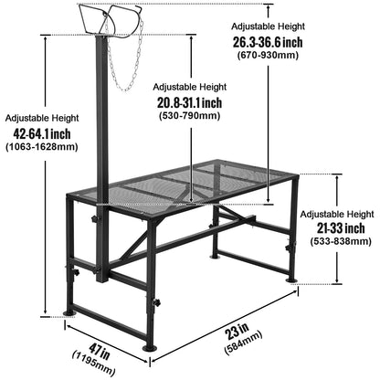 VEVOR Adjustable Goat & Sheep Milking Stand — 51x23 in Metal Livestock Shearing & Milking Platform, 21"-33" Height, White