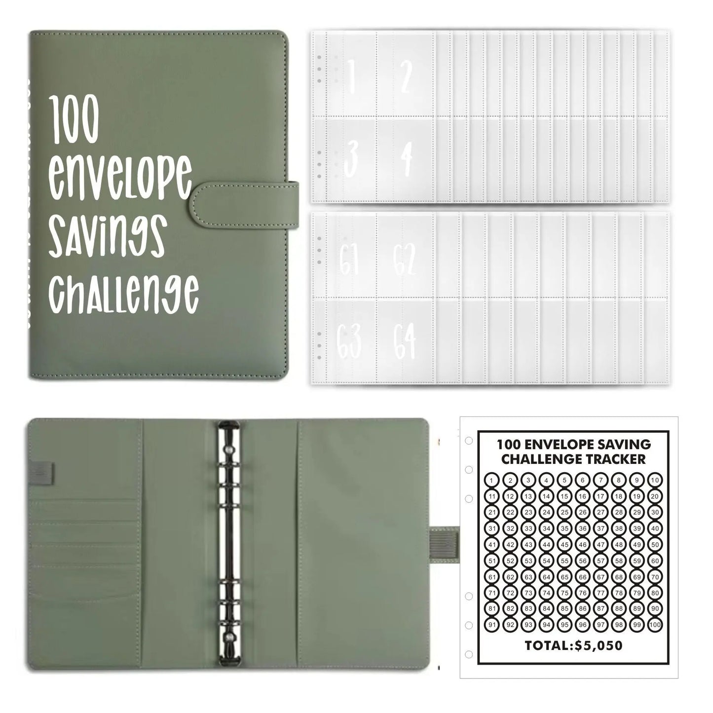 100 Envelopes Money Saving Challenge Binder – Password Lock Budget Organizer for Cash, Cost & Expense Management Notebook
