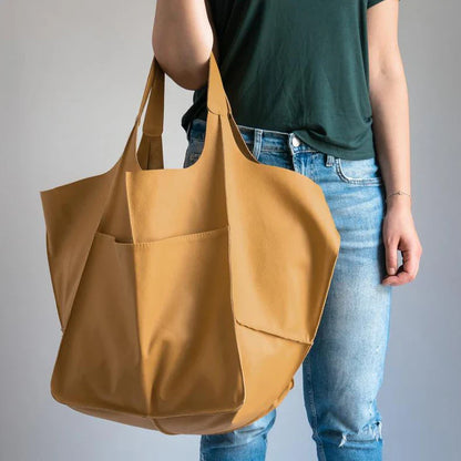 Rretro Handmade Large Beach Tote Bag – High Capacity Zipper Shoulder Handbag for Ladies
