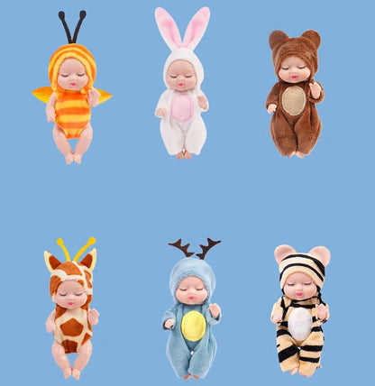 6-Piece Reborn Doll Kit – Mini Princess Sleeping Baby Dolls with Clothes & Accessories, Birthday Gift for Kids