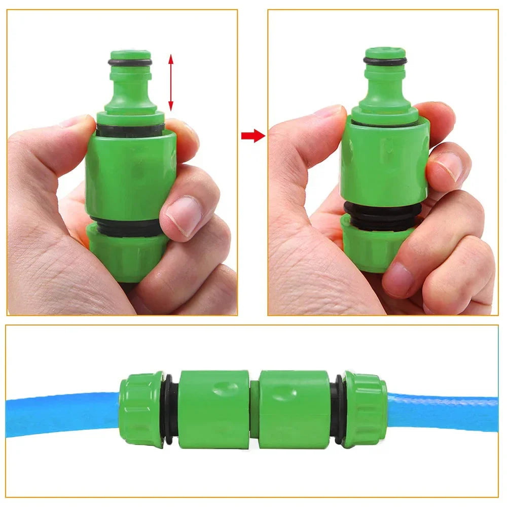 Garden Watering Hose Quick Connector Set – 1/2” ABS Double Male Coupling Adapter for Hose Pipe Extension
