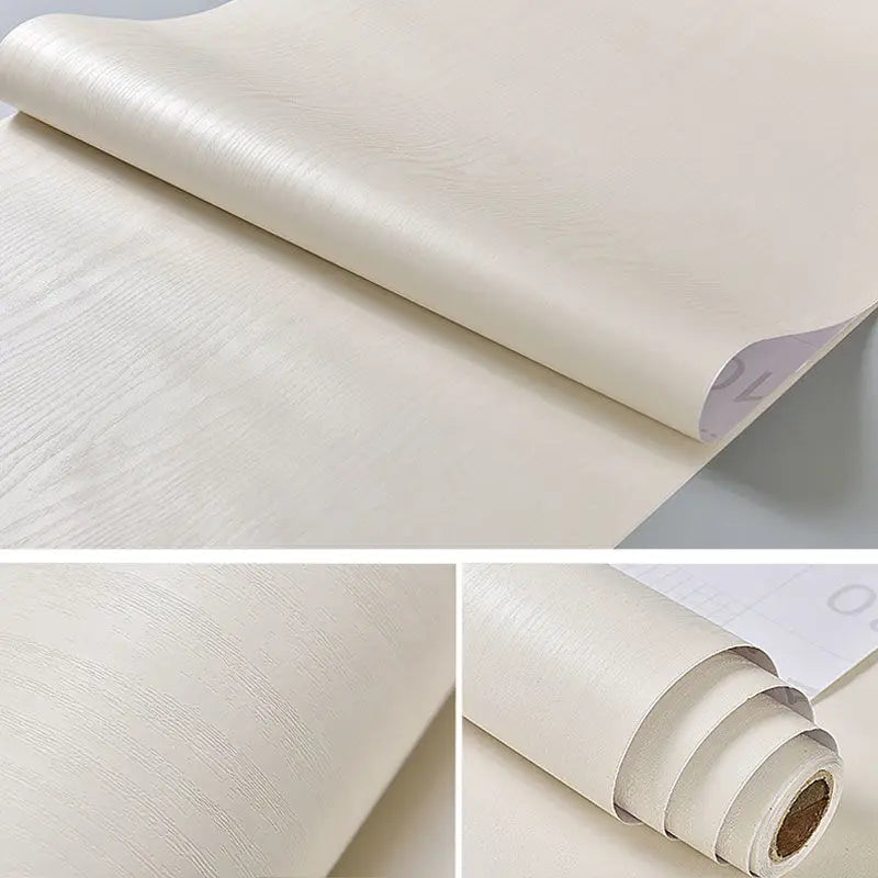 Self-Adhesive Waterproof Wood Grain Vinyl Wallpaper Roll – PVC Wall Sticker for Furniture Renovation & Bedroom Home Decor
