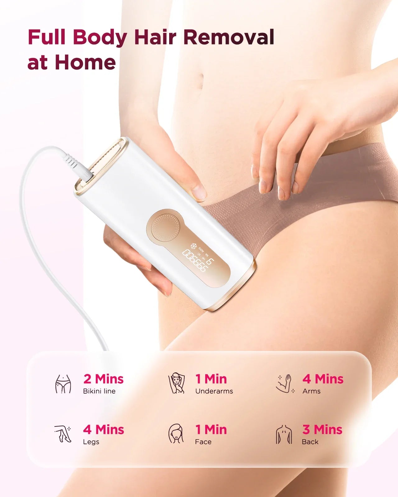 990000 Flash Laser IPL Hair Removal Machine – Painless Permanent Body & Facial Epilator for Men & Women | Bikini, Underarm & Full Body At-Home Hair Remover Device