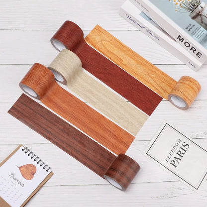 Wood Grain Skirting Repair Tape - 5M Self-Adhesive Furniture Renovation Wall & Floor Trim Sticker