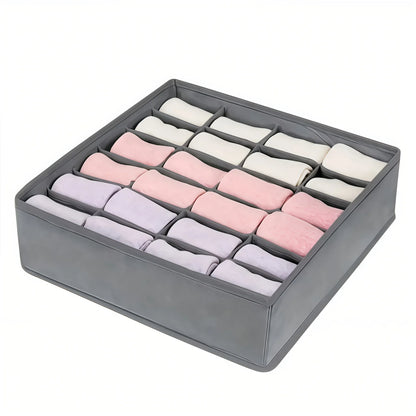 24-Compartment Foldable Drawer Organizer – Fabric Storage Box for Underwear, Socks & Ties Closet Organization System
