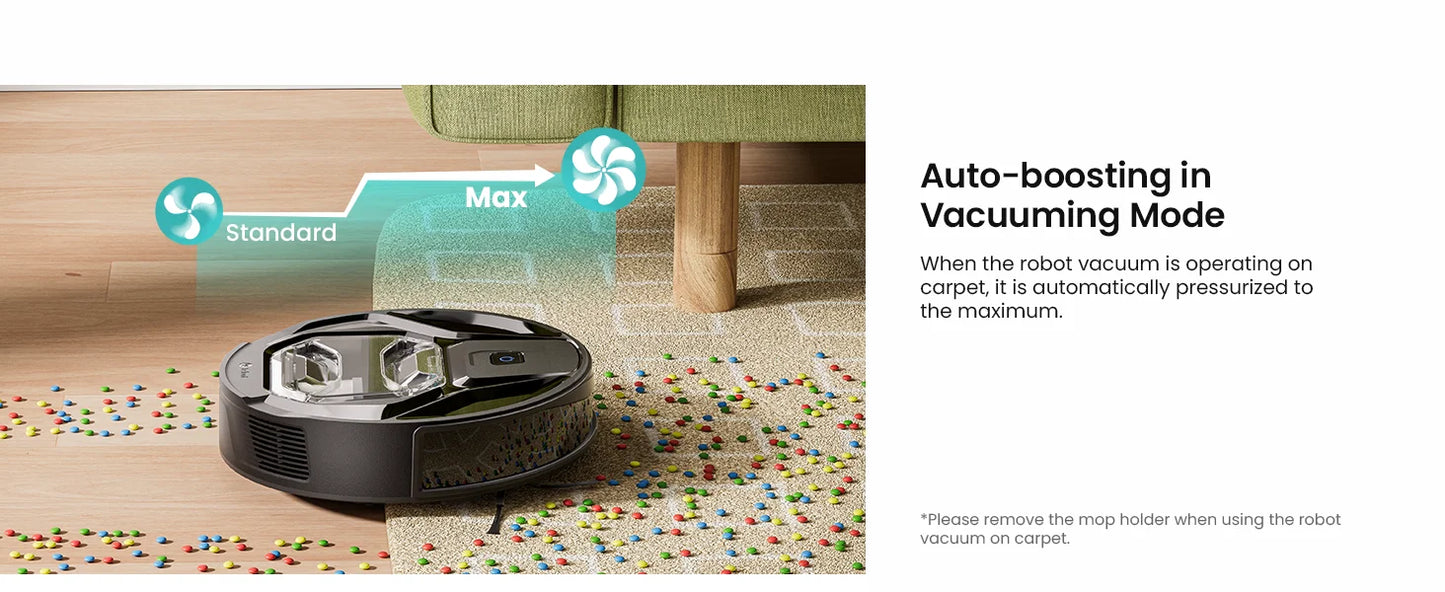 Lefant M320 Robot Vacuum Cleaner with Mop – 6000Pa Suction, 210 Min Runtime, 800ML Dustbin, Carpet Detection