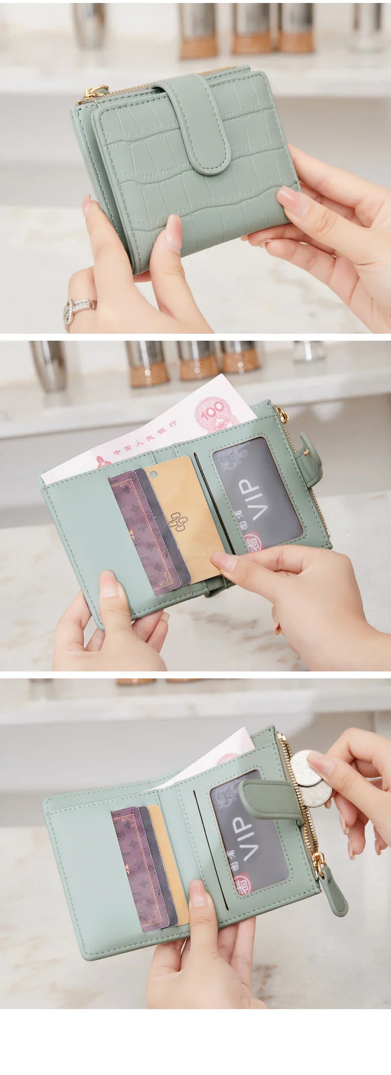 2024 New Minimalist Women’s Wallet — High-Quality PU Leather Short Coin Purse, Fashionable Double-Fold Zero Wallet Holder