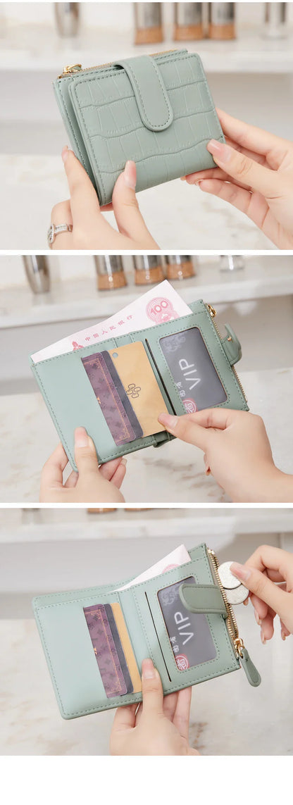 2024 New Minimalist Women’s Wallet — High-Quality PU Leather Short Coin Purse, Fashionable Double-Fold Zero Wallet Holder