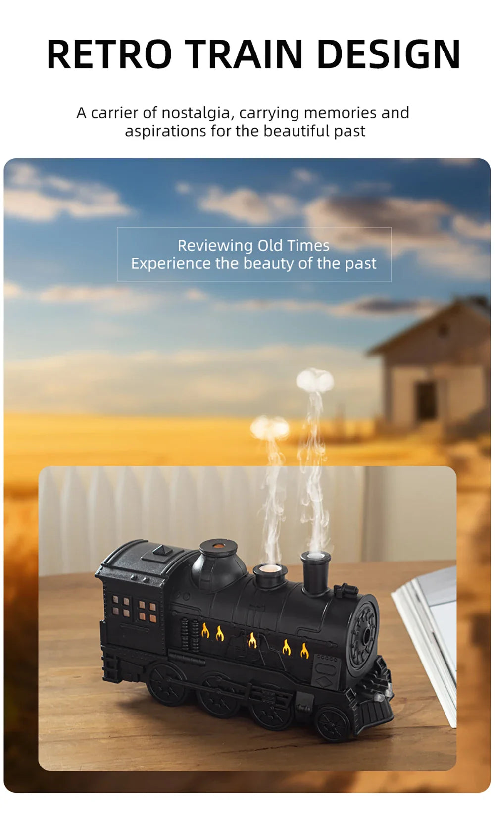 Aierwill Train Air Humidifier – Ultrasonic Aromatherapy Diffuser with Mist Maker, Essential Oil Aroma Diffuser, Remote Control