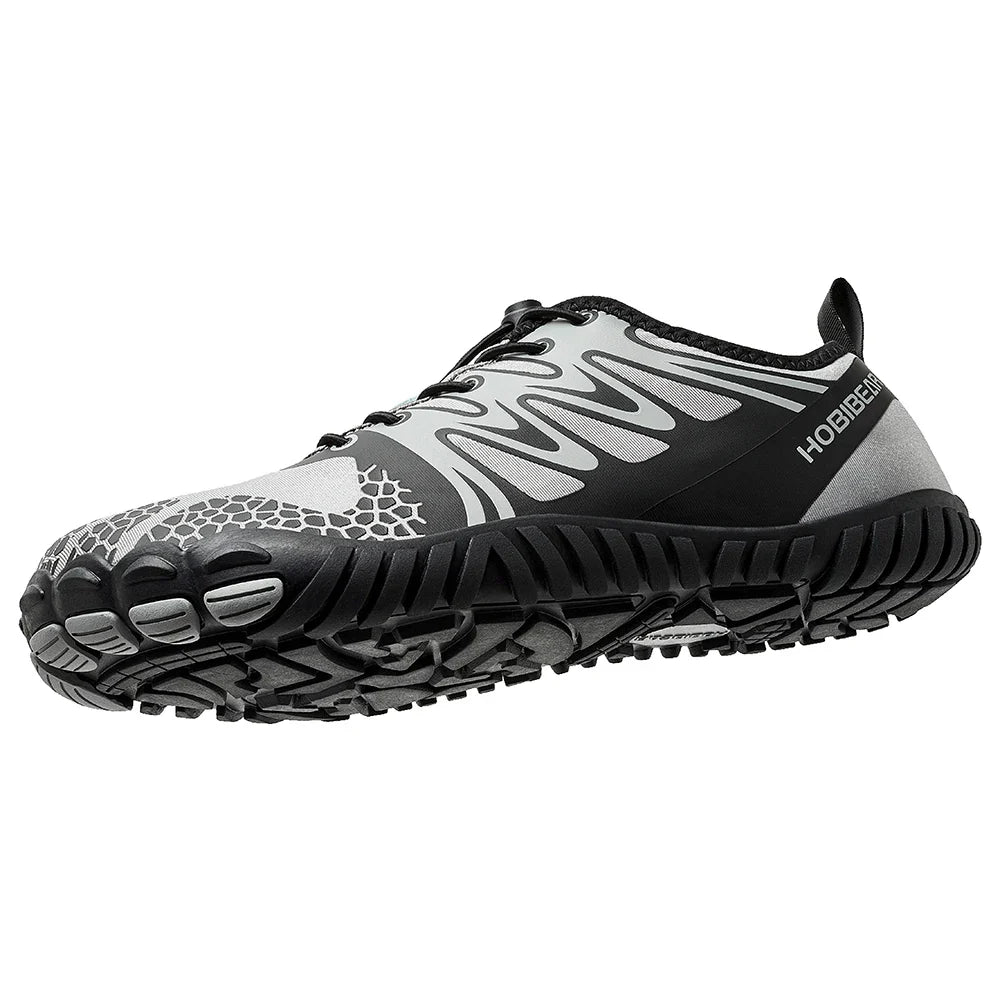 HOBIBEAR Wide Toe Barefoot Shoes – Unisex Artificial Leather Outdoor Walking Sneakers, Zero Drop Minimalist with Elastic Band