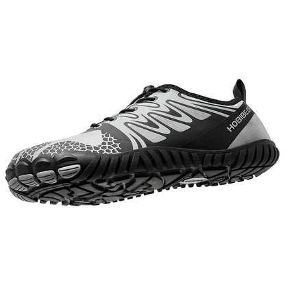 HOBIBEAR Wide Toe Barefoot Shoes – Unisex Artificial Leather Outdoor Walking Sneakers, Zero Drop Minimalist with Elastic Band