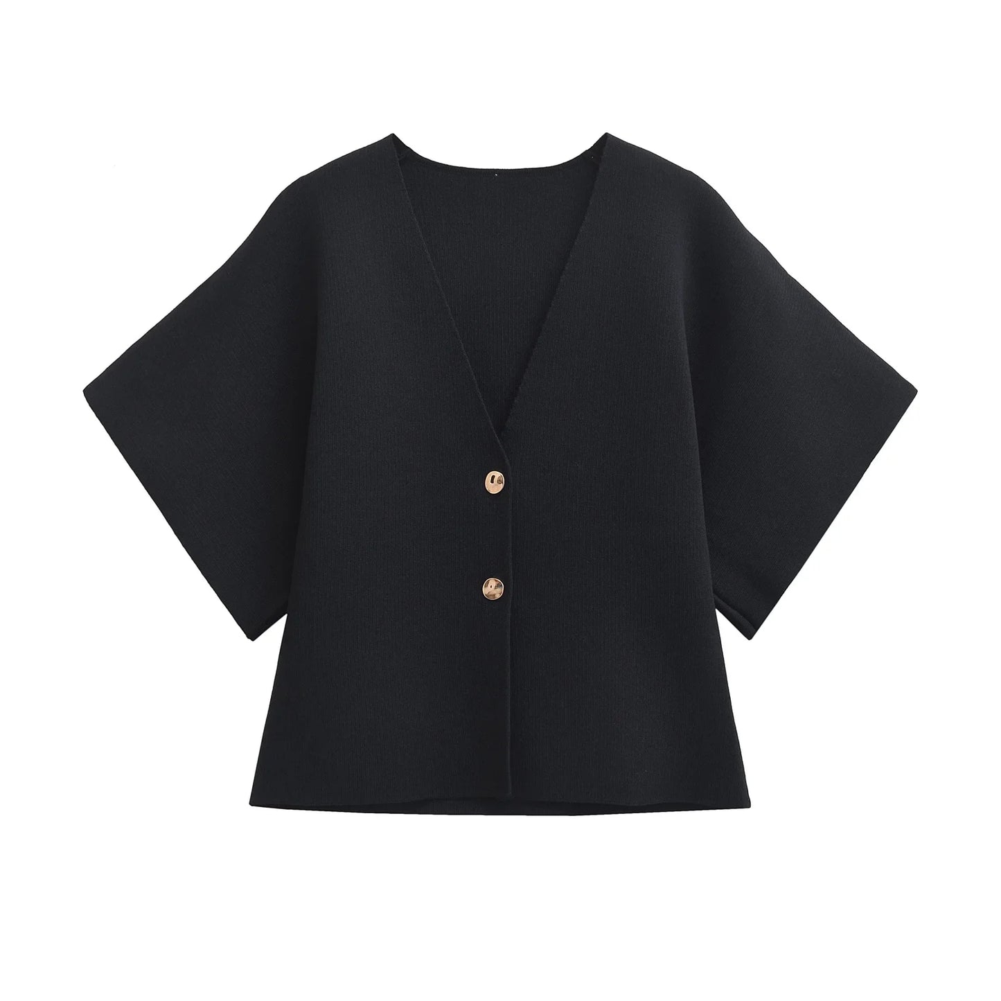 2024 Women’s Casual V-Neck Short Sleeve Knitted Top – Simple Plain Autumn Fashion