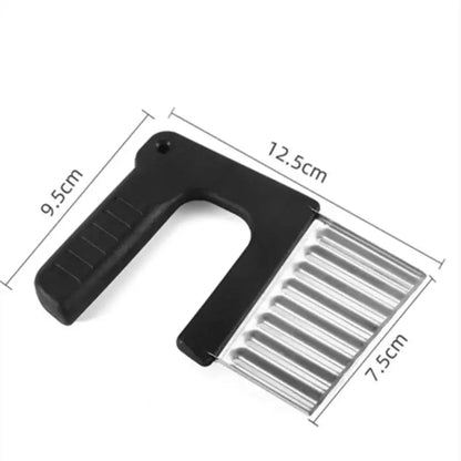 Stainless Steel Crinkle Potato Slicer – Wavy Vegetable & Fruit Cutter Knife for French Fries Chopping