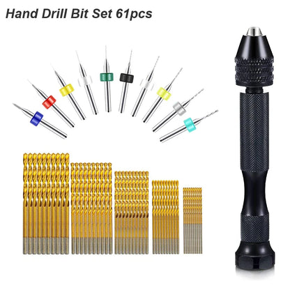 Micro Mini Pin Vise Hand Drill Set – Precision Twist Bit Rotary Tool for DIY Crafts, Jewelry, Resin & PCB Work
