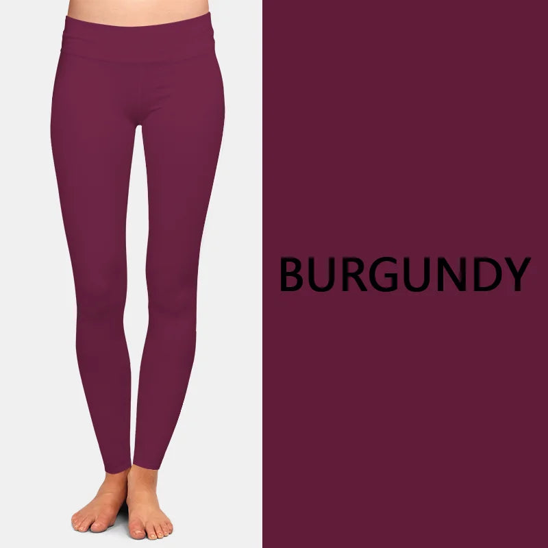 LETSFIND Women’s High Waist Full Leggings – Solid Colors, Black/Blue/Grey/Wine Red, High Elasticity & Comfort Fit