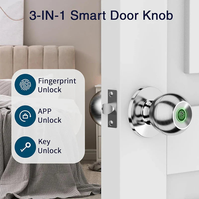 CIEPOJIET Bluetooth Fingerprint Smart Lock – Keyless Tuya App Door Lock with Fingerprint Access