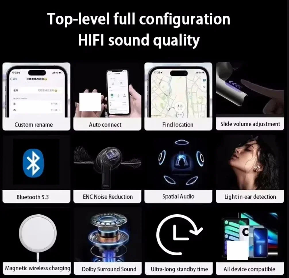 2025 Pro 2 Wireless Bluetooth Earbuds — USB-C Charging, Active Noise Cancelling Gaming Headset