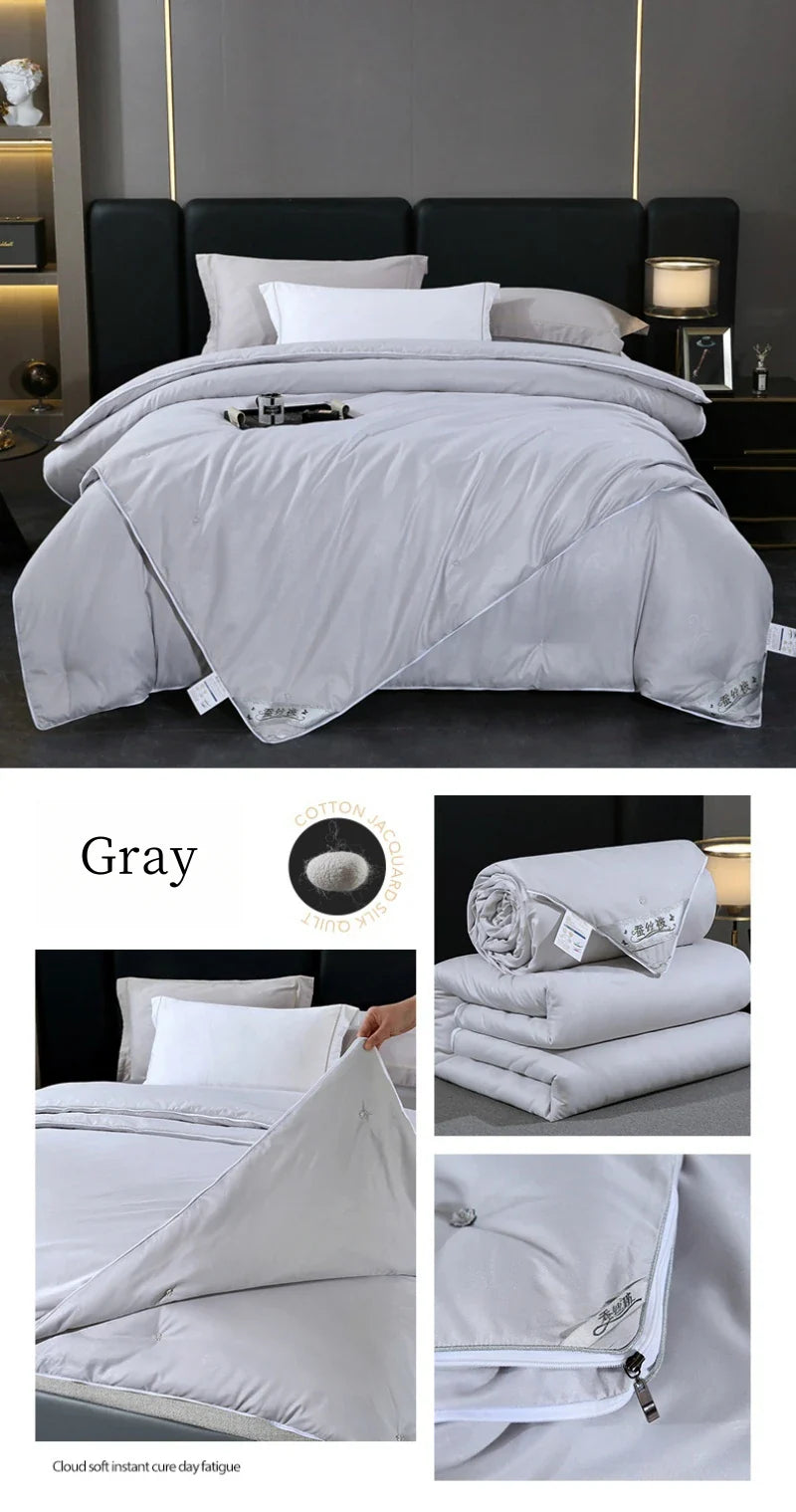 Natural Mulberry Silk Duvet – Luxury Queen & King Size Comforter, All-Season Bedding for Summer & Winter