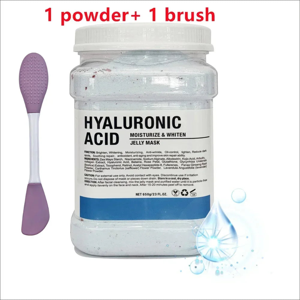 650g Chamomile Hyaluronic Acid Facial Moisturizing Mask Powder with Silicone Brush, Rose Jelly Mask for Skin Elasticity