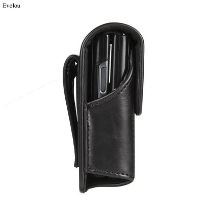 Universal Genuine Leather Phone Bag with Belt Clip Holster - Compatible with Moto Razr 40, Samsung Z Flip 5/4, Huawei P50, Pocket Waist Cover