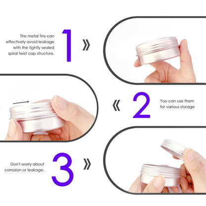 1/5/10pcs Empty Silver Aluminum Tins – 5-250ml Screw Top Round Containers for Candles, Spices & Storage