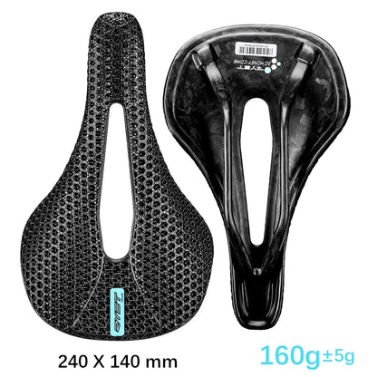 RYET 3D Printed Carbon Bike Saddle — 140/143mm Lightweight Road & MTB Cycling Seat with EVA Cushion