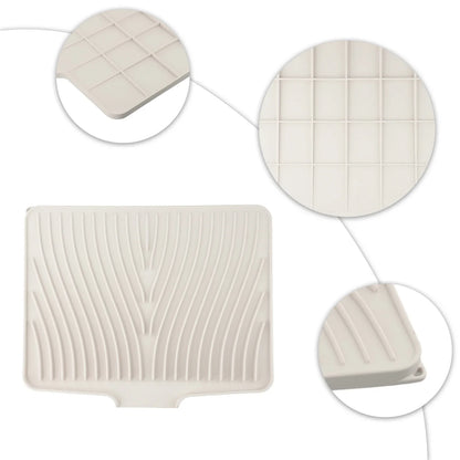 Silicone Dish Drying Mat & Drain Pad | Kitchen Coaster for Pans, Glasses, Tableware with Slope Drainage