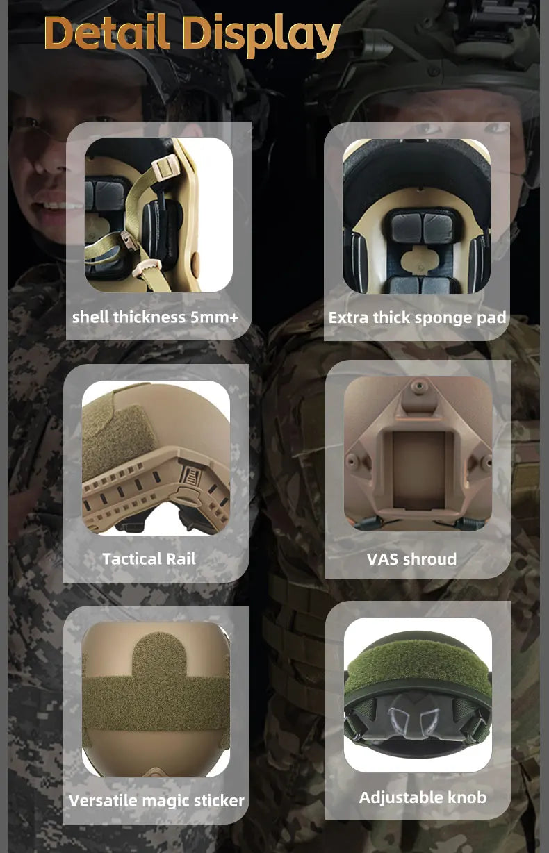 FAST Tactical Airsoft Helmet – Thickened ABS MH Helmet for Outdoor CS, PJ Air Gun Shooting Protective Gear