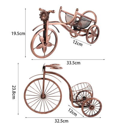 Creative Metal Wine Rack – European Retro Tricycle Bike Design for Wine Display, Storage Organizer Shelf, Kitchen & Home Decor