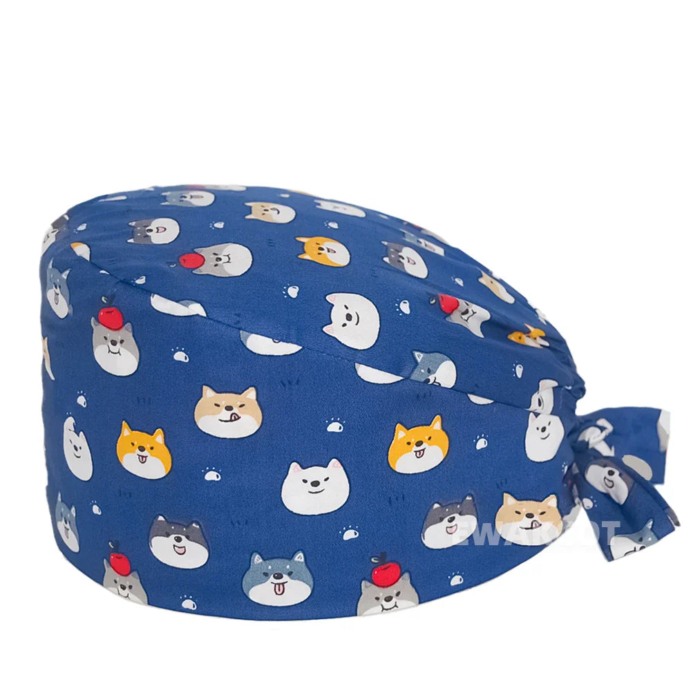 Unisex Soft Scrub Cap – Cartoon Print Surgical Hat for Men and Women, Operating Room Nursing Accessories