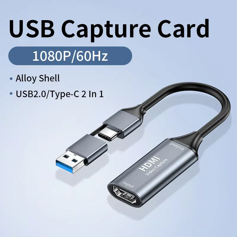 Unnlink 1080P 60FPS HDMI Capture Card - USB & Type-C Video Capture Device for Switch, PS4, TV Box, PC, Phone & Tablet