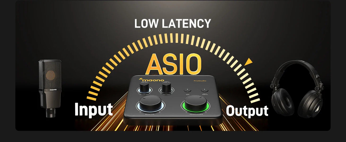MAONO USB Audio Interface for PC – XLR Input, 24-bit/192kHz, LOOPBACK & ASIO Software for Music Recording, Guitar, DAW (PS22 Lite)