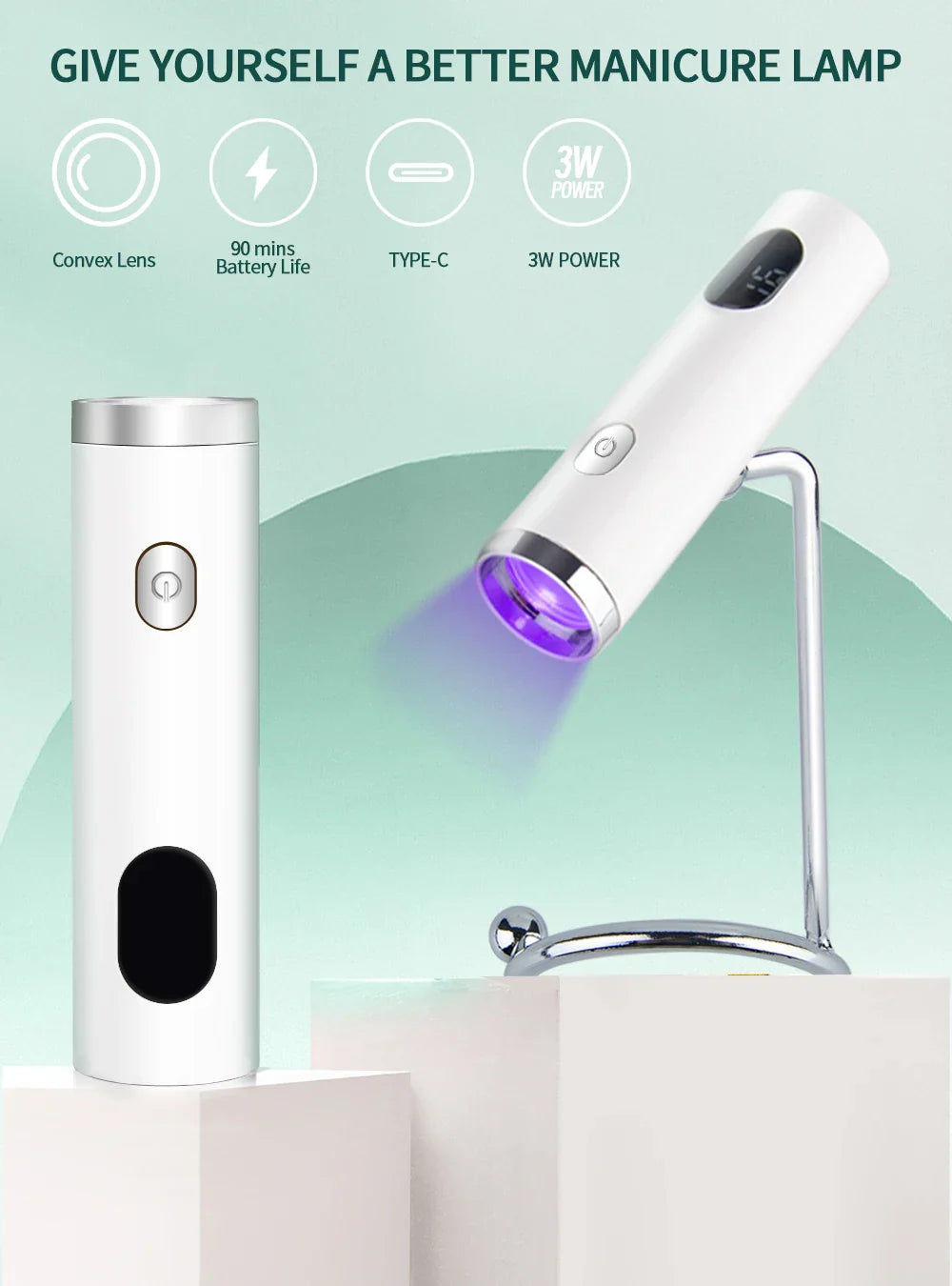 Nailpop UV Light – Handheld Mini Nail Cure Lamp, Portable Rechargeable Nail Dryer for Fast Gel Polish & Glue Curing