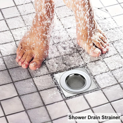 2pcs Stainless Steel Bathtub Strainers - Bathroom Sink Hair Catchers, Shower and Laundry Drain Protectors