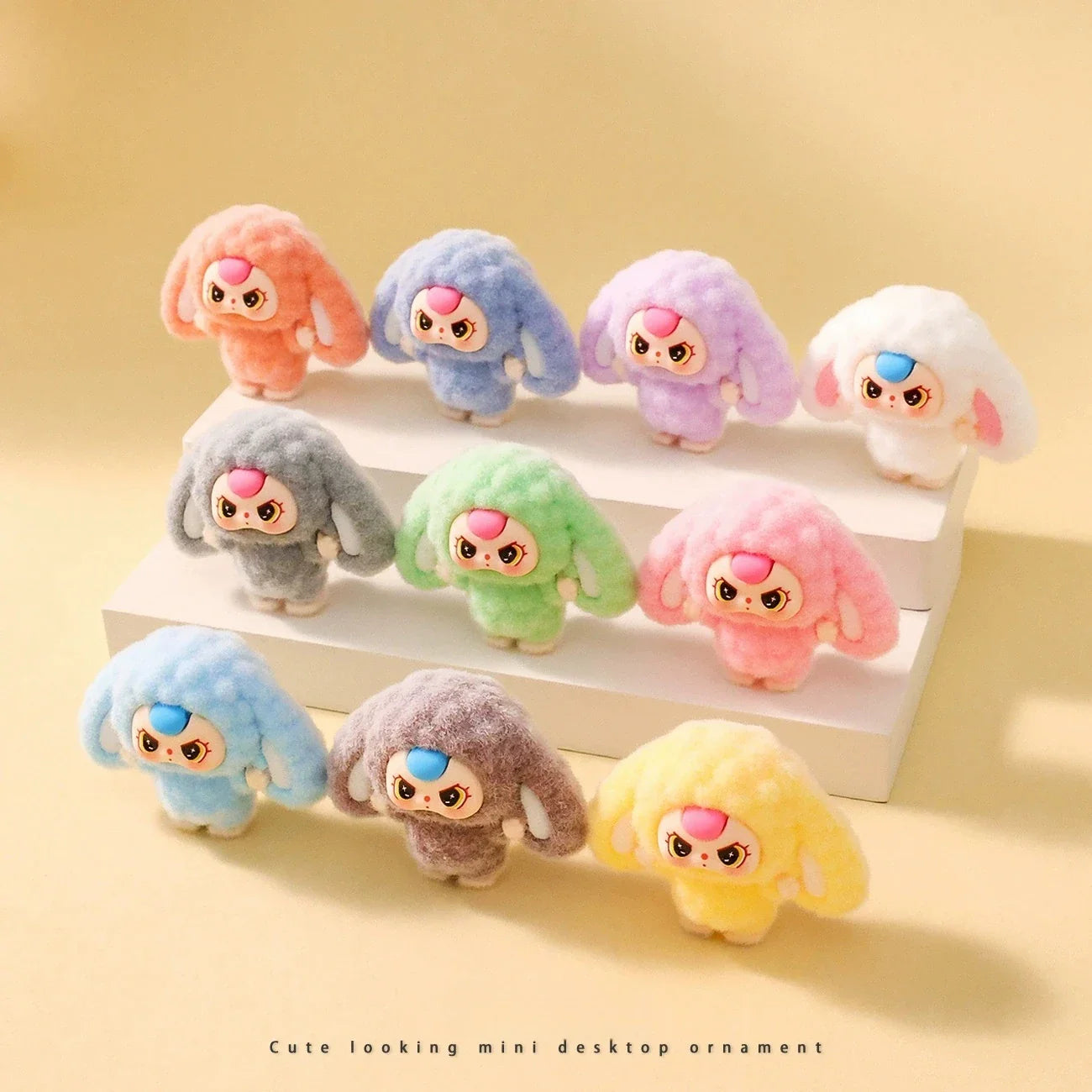 9pcs Babythree Dimoo Anime Flocked Action Figures Decorative Pendant Kawaii Desktop Dolls Toy Gifts