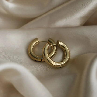20mm Stainless Steel Hoop Earrings – Smooth Round Chunky Huggie Earrings for Women Jewelry Accessories
