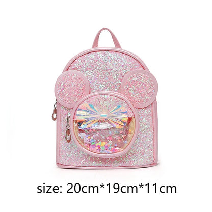 Kids Sequin Cartoon Mouse Backpack - Cute Princess Bag for Girls & Kindergarten