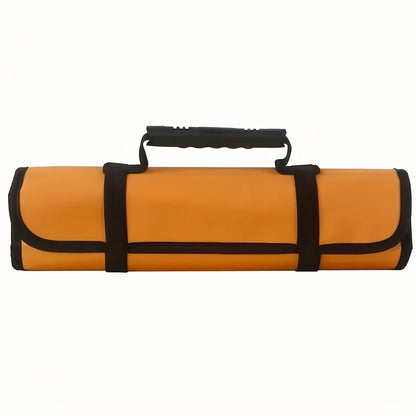 22-Pocket Oxford Canvas Folding Wrench Roll – Waterproof Tool Storage Organizer with Hand Roller