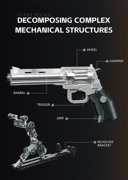 Technical Mechanical Rose Revolver Building Blocks – Military Gun MOC Toy for Kids
