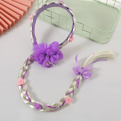 Girls Elsa Cosplay Headband - Snowflake Crown & Braid Hair Accessory, Princess Bow Hair Ornament