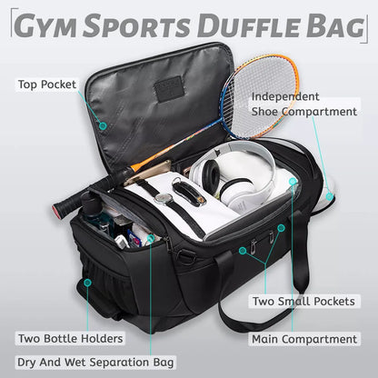 BANGE Waterproof Sports Gym Bag for Men - Fitness Training & Outdoor Dry Wet Separation Travel Bag
