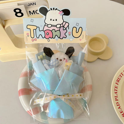 Sanrio Mini Doll Bouquet – Hello Kitty, Kuromi & Melody Plush Dolls Holding Flowers, Kawaii Valentine & Birthday Gift for Friends
