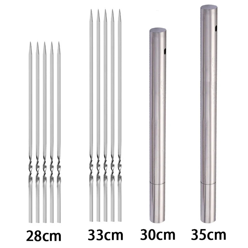 Stainless Steel Barbecue Skewers - 10/15Pcs Reusable BBQ Kebab Sticks for Outdoor Camping and Picnics - Cooking Tools