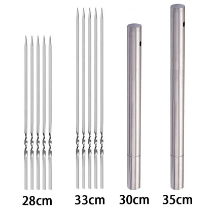Stainless Steel Barbecue Skewers - 10/15Pcs Reusable BBQ Kebab Sticks for Outdoor Camping and Picnics - Cooking Tools