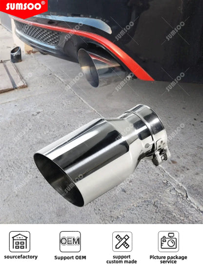 Universal Stainless Steel Car Exhaust Muffler Tail Pipe — Auto Modification Accessory