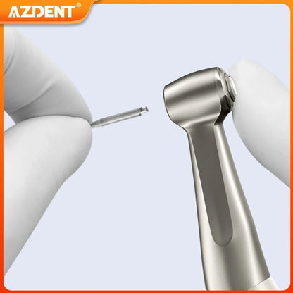 AZDENT Dental Low Speed Handpiece 1:1 Contra Angle – Push Button for ø2.35mm CA Burs, 2/4 Holes, Air Motor