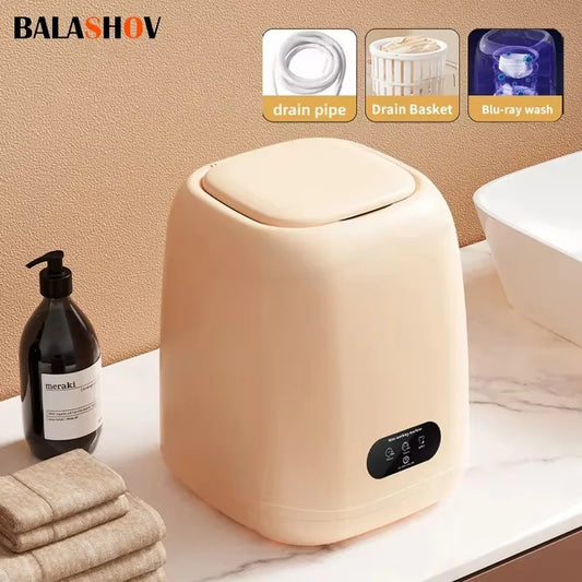 Small Fully Automatic Washing Machine – Mini Washer with Spin Dryer for Underwear & Children's Clothes, 220V