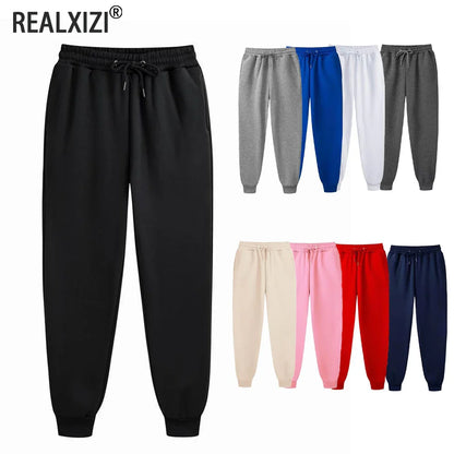 Men's Sweatpants - Spring Autumn Fleece Sport Pants with Drawstring & Pockets, Oversized Casual Trousers