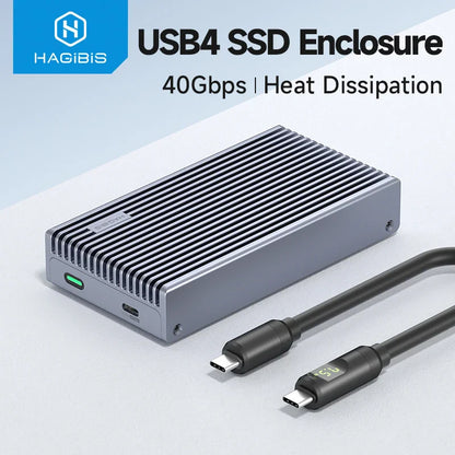 Hagibis 40Gbps USB4 M.2 NVMe SSD Enclosure – LED Display with USB4 Cable for Thunderbolt 4/3 & USB 3.2/3.1/3.0 B+M M-Key SSD Case